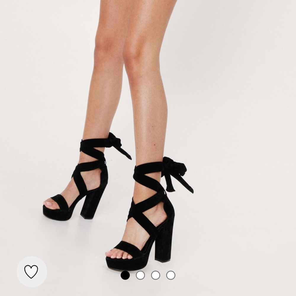 LACE UP OPEN TOE PLATFORM HEELS